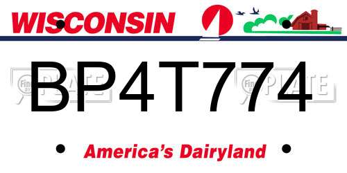 BP4T774 Wisconsin License Plate
