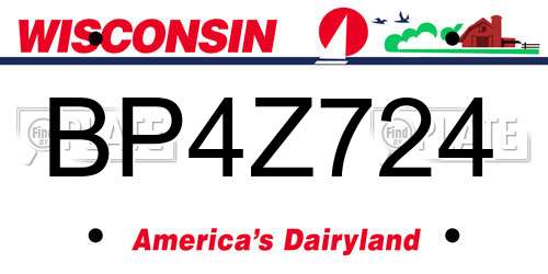 BP4Z724 Wisconsin License Plate