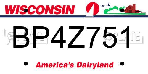BP4Z751 Wisconsin License Plate