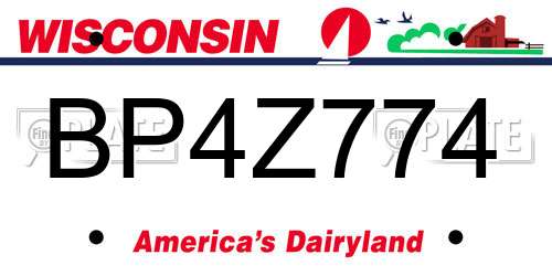 BP4Z774 Wisconsin License Plate