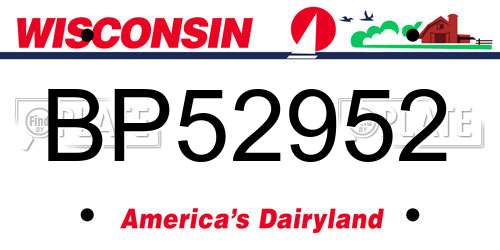 BP52952 Wisconsin License Plate