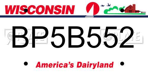 BP5B552 Wisconsin License Plate