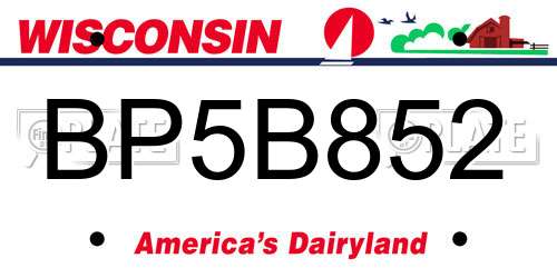 BP5B852 Wisconsin License Plate