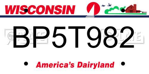BP5T982 Wisconsin License Plate