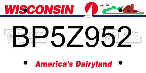 BP5Z952 Wisconsin License Plate