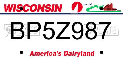 BP5Z987 Wisconsin License Plate
