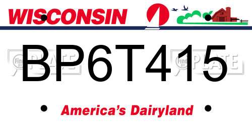 BP6T415 Wisconsin License Plate