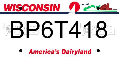 BP6T418 Wisconsin License Plate