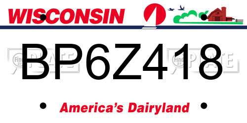 BP6Z418 Wisconsin License Plate