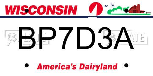 BP7D3A Wisconsin License Plate