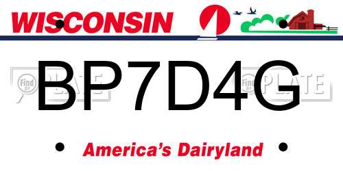 BP7D4G Wisconsin License Plate