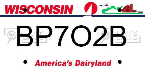 BP7O2B Wisconsin License Plate