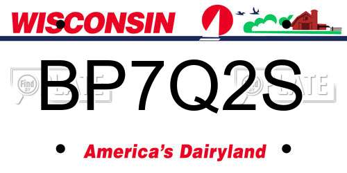 BP7Q2S Wisconsin License Plate
