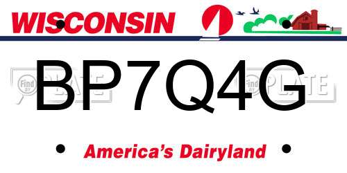 BP7Q4G Wisconsin License Plate