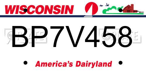BP7V458 Wisconsin License Plate