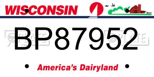 BP87952 Wisconsin License Plate