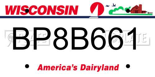 BP8B661 Wisconsin License Plate