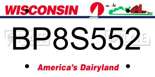 BP8S552 Wisconsin License Plate