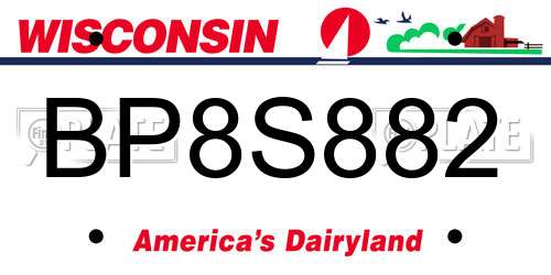 BP8S882 Wisconsin License Plate