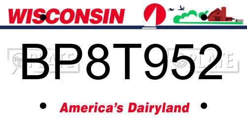 BP8T952 Wisconsin License Plate