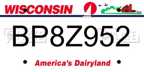 BP8Z952 Wisconsin License Plate