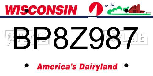 BP8Z987 Wisconsin License Plate