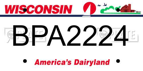 BPA2224 Wisconsin License Plate