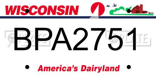 BPA2751 Wisconsin License Plate