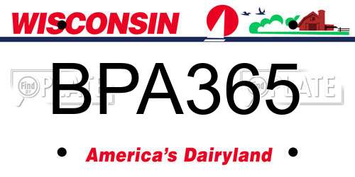 BPA365 Wisconsin License Plate