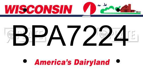 BPA7224 Wisconsin License Plate