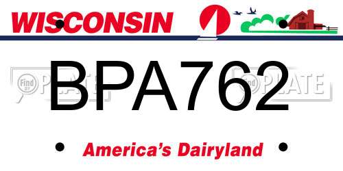BPA762 Wisconsin License Plate