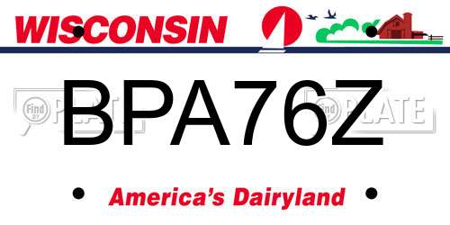 BPA76Z Wisconsin License Plate