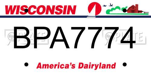 BPA7774 Wisconsin License Plate