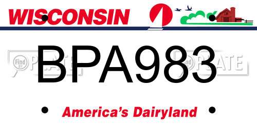 BPA983 Wisconsin License Plate