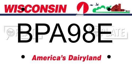 BPA98E Wisconsin License Plate