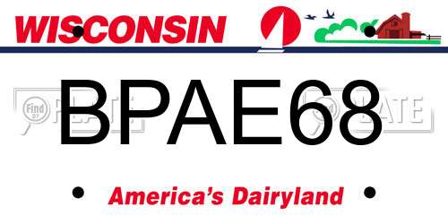 BPAE68 Wisconsin License Plate