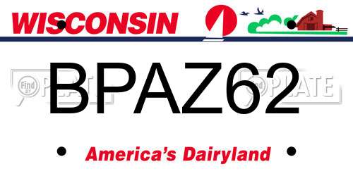 BPAZ62 Wisconsin License Plate