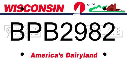 BPB2982 Wisconsin License Plate
