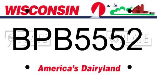 BPB5552 Wisconsin License Plate