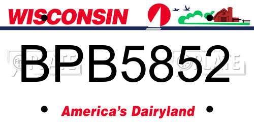 BPB5852 Wisconsin License Plate