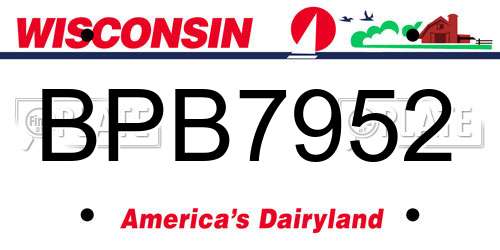 BPB7952 Wisconsin License Plate