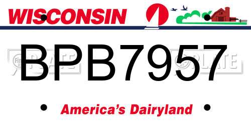 BPB7957 Wisconsin License Plate