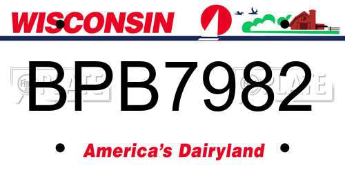 BPB7982 Wisconsin License Plate
