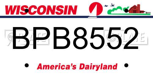 BPB8552 Wisconsin License Plate
