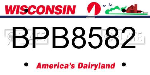 BPB8582 Wisconsin License Plate