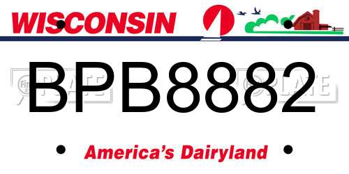 BPB8882 Wisconsin License Plate