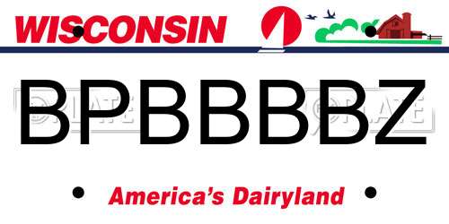 BPBBBBZ Wisconsin License Plate