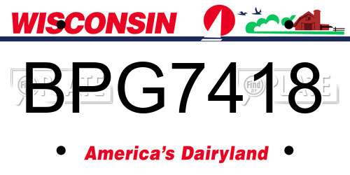 BPG7418 Wisconsin License Plate