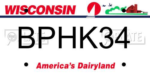 BPHK34 Wisconsin License Plate