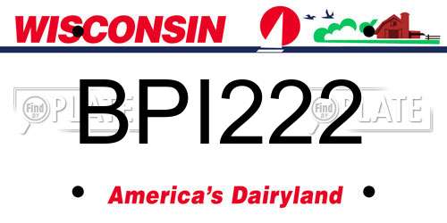 BPI222 Wisconsin License Plate